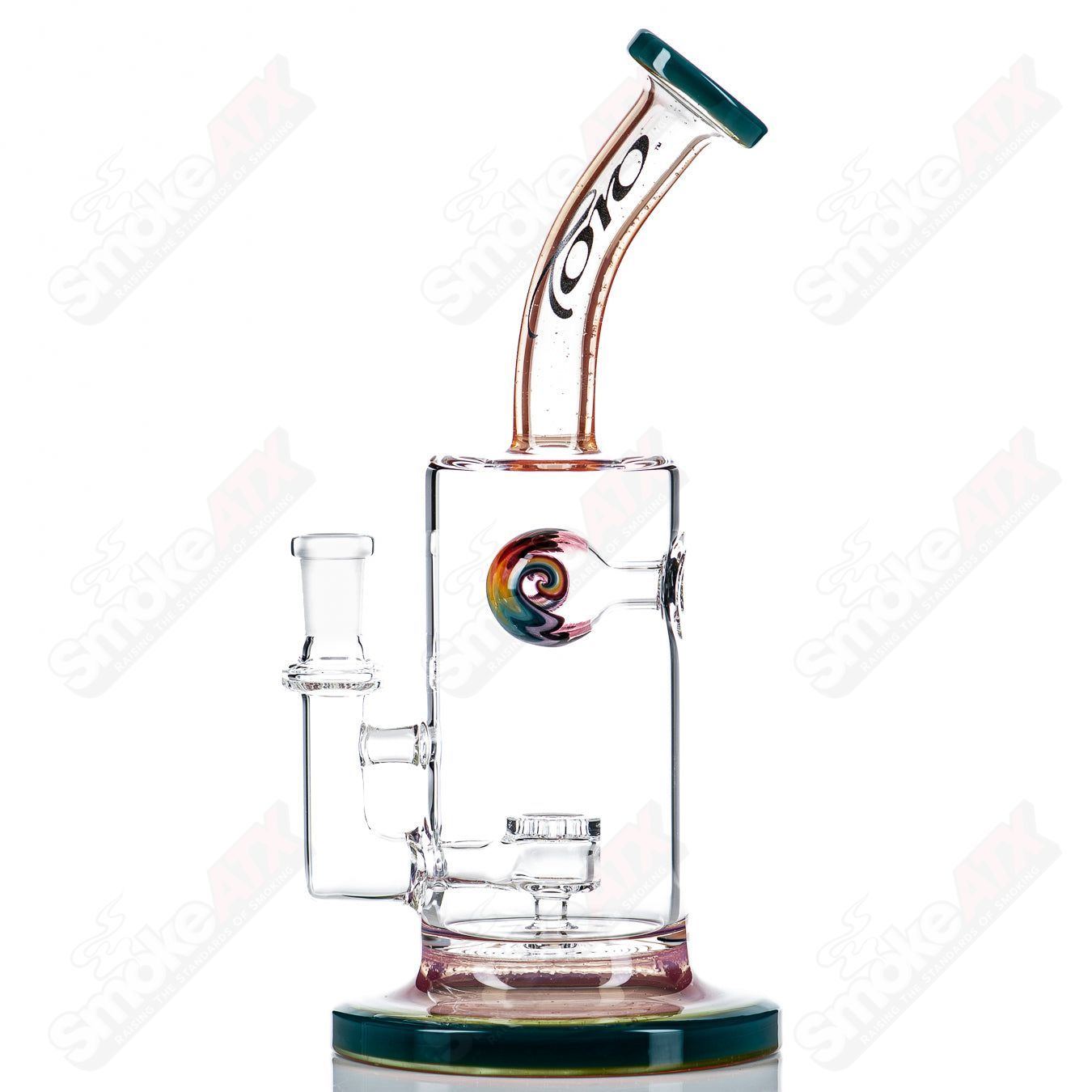 Colorful Toro Jetperc 10mm foot/mouthpiece for concentrate rig, featuring vibrant glass design and detailed craftsmanship.
