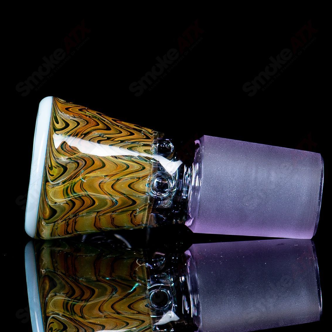 1 18mm Full Color Worked 4 - Hole Bowl by Tagle Glass - Smoke ATX