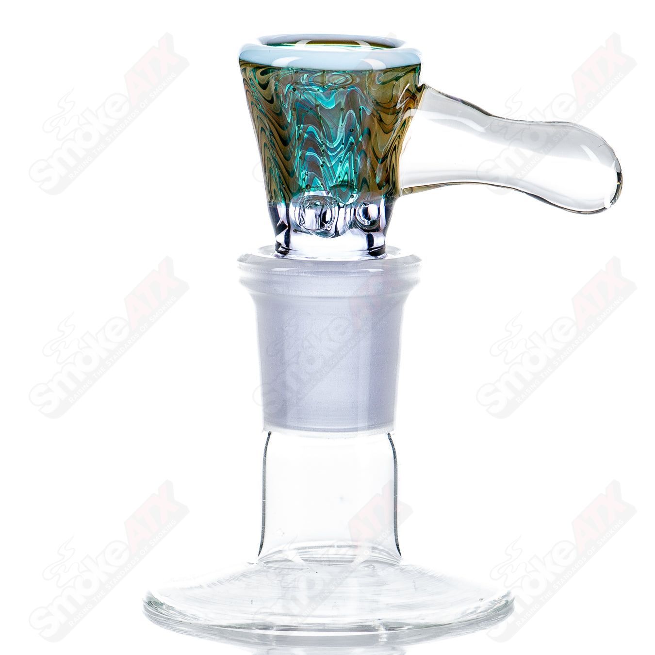 1 18mm Full Color Worked 4 - Hole Bowl by Tagle Glass - Smoke ATX