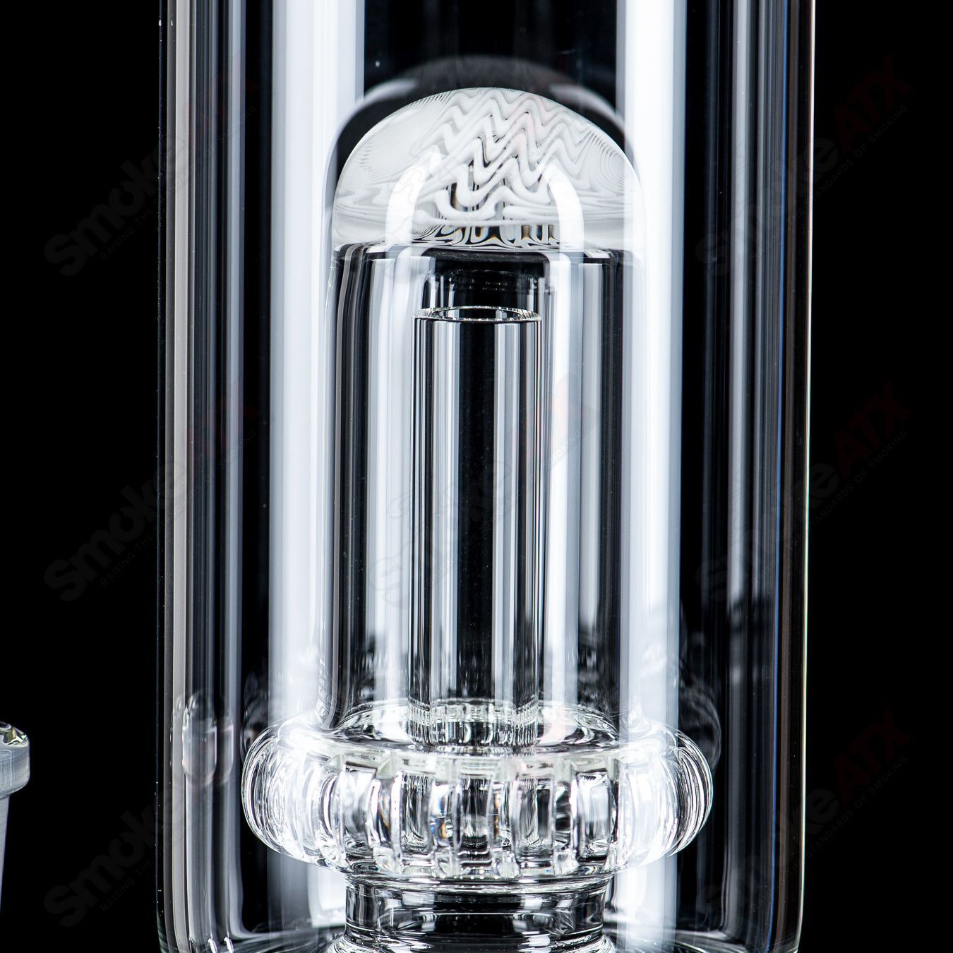 Toro Glass 18mm full-size straight glass tube with circular design and reversal sections, ideal for smoking setups.