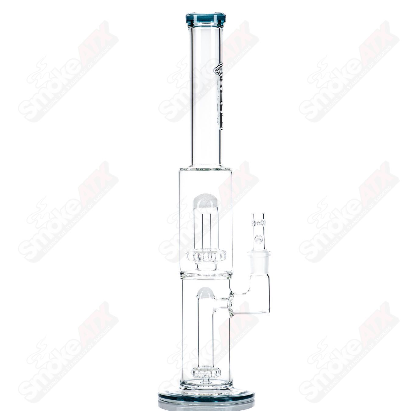 Toro Glass 18mm full size straight glass tube with circular design and reversal sections, ideal for smoking setups.