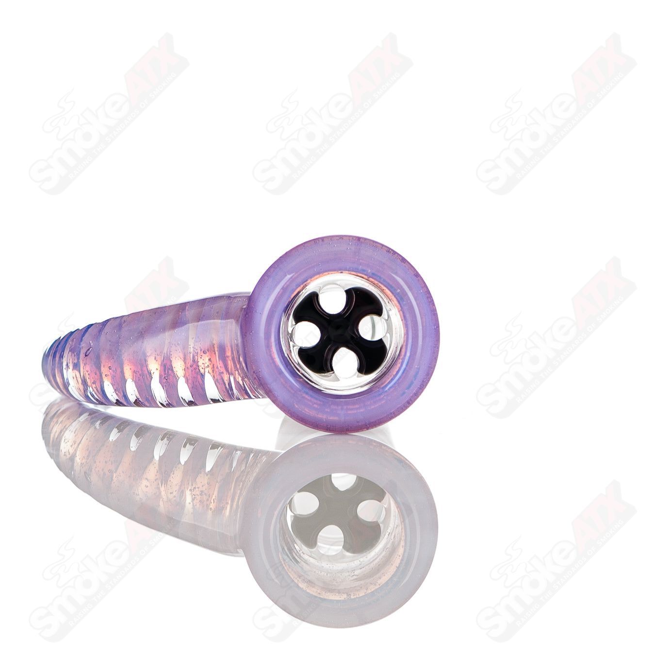 Colorful 18mm Worked Texas Tubes 4-Hole Slide by Heady Glass for smoking accessories, with vibrant design and sturdy construction.