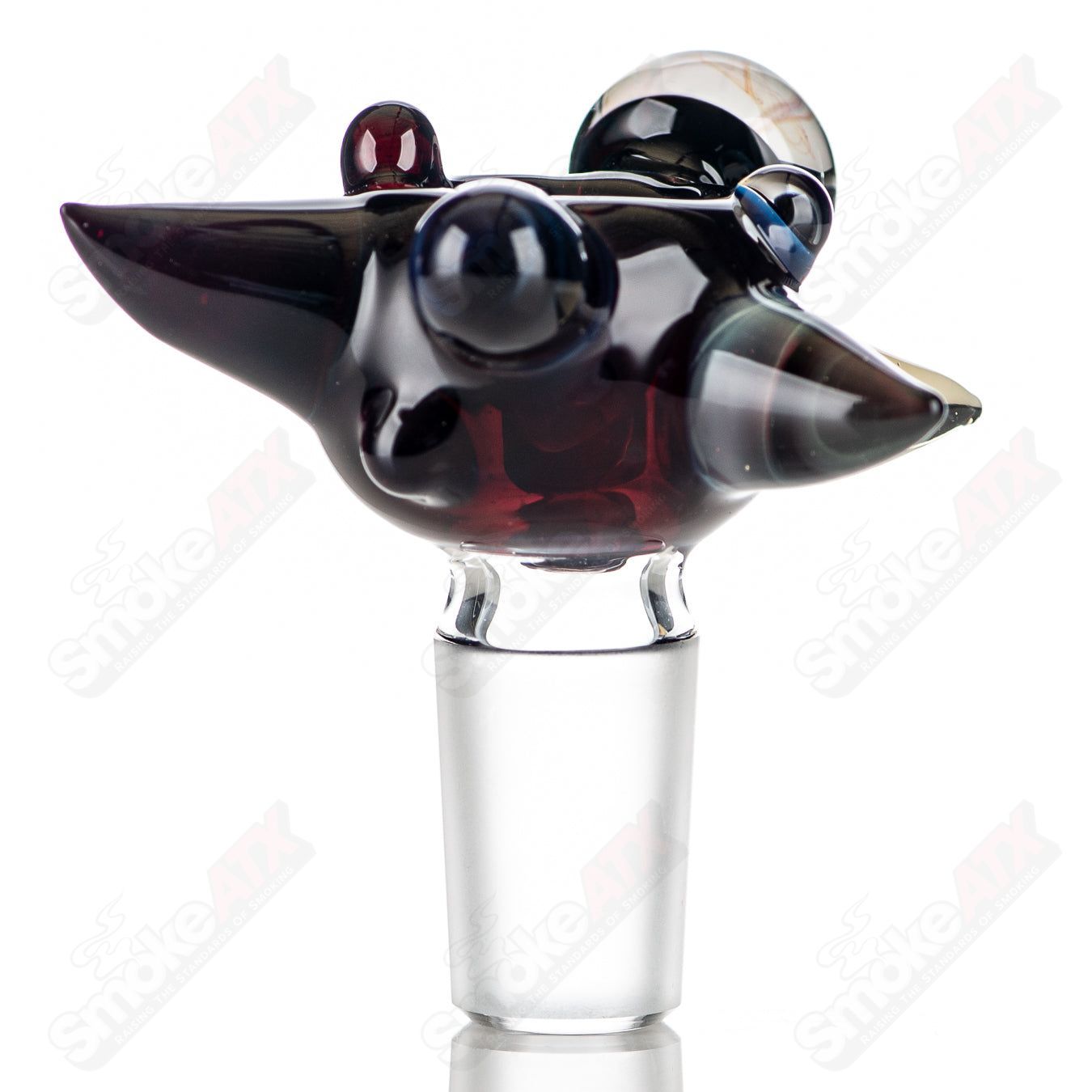 JMass 19mm full-color worked horn Milli bowl for heady glass, featuring vibrant horn design and intricate craftsmanship.