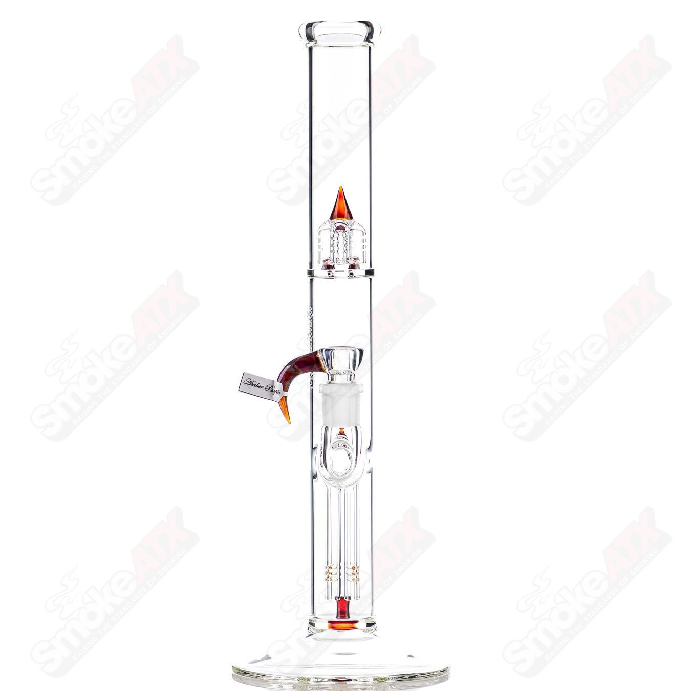 Sovereignty Glass straight tube with 44x4 fixed 4 partial accent design, clear glass pipe for smoking or display.