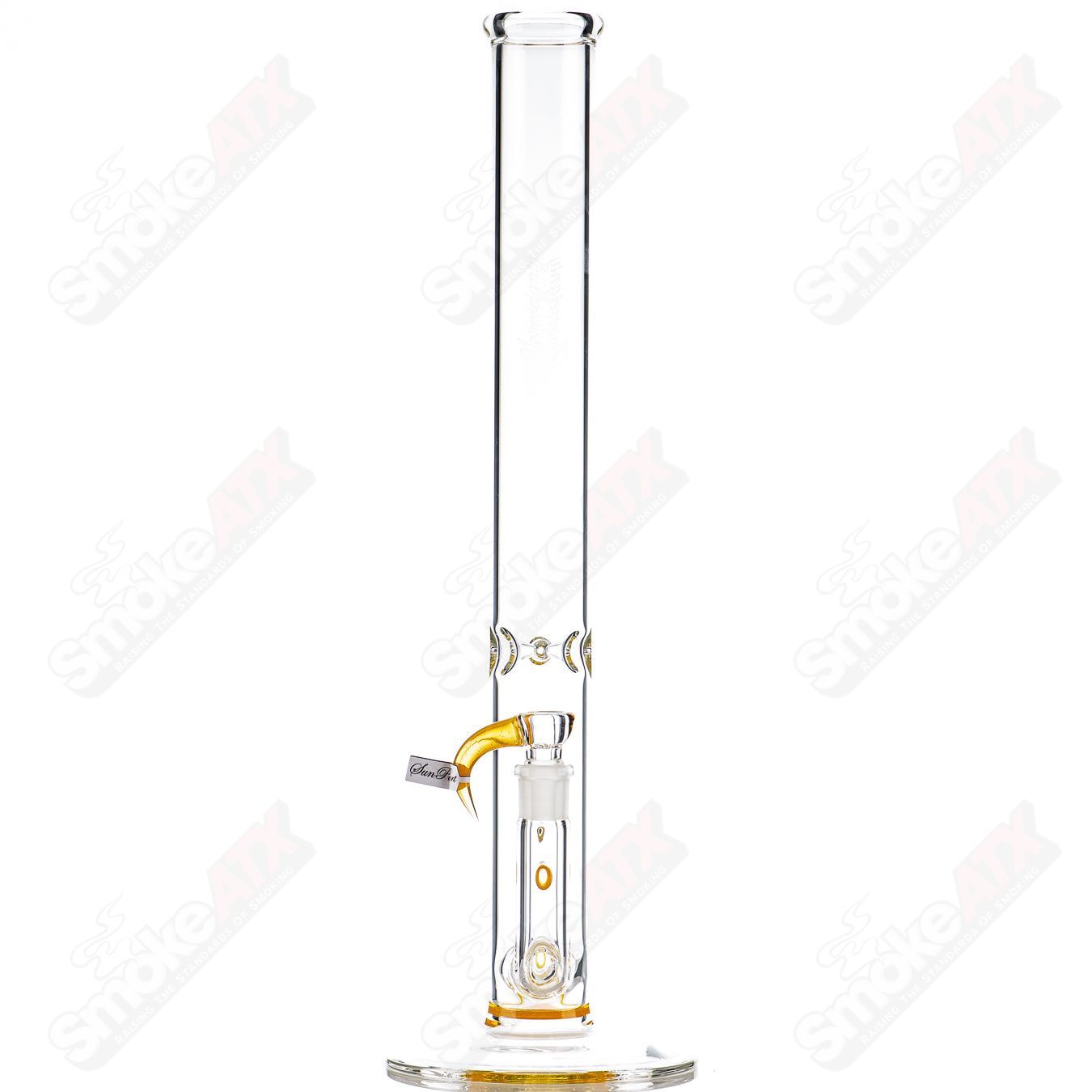 Glass straight tube with Jumbo Downgrid Stemline design and Millie Sovereignty accents by Sovereignty Glass.