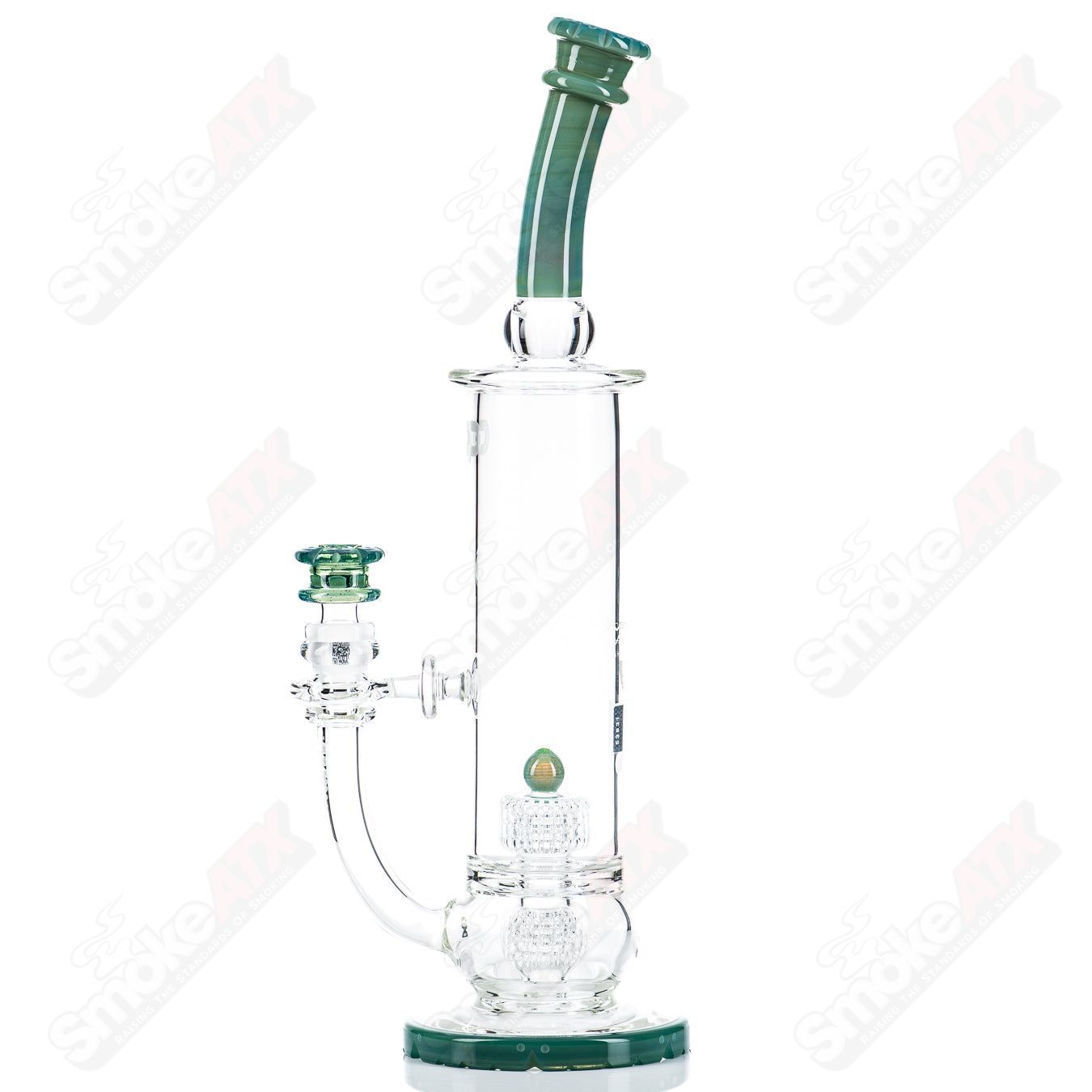 Mobius 65T V5 Hybrid Series stereo matrix glass waterpipe with intricate design and clear glass construction for smooth water filtration.