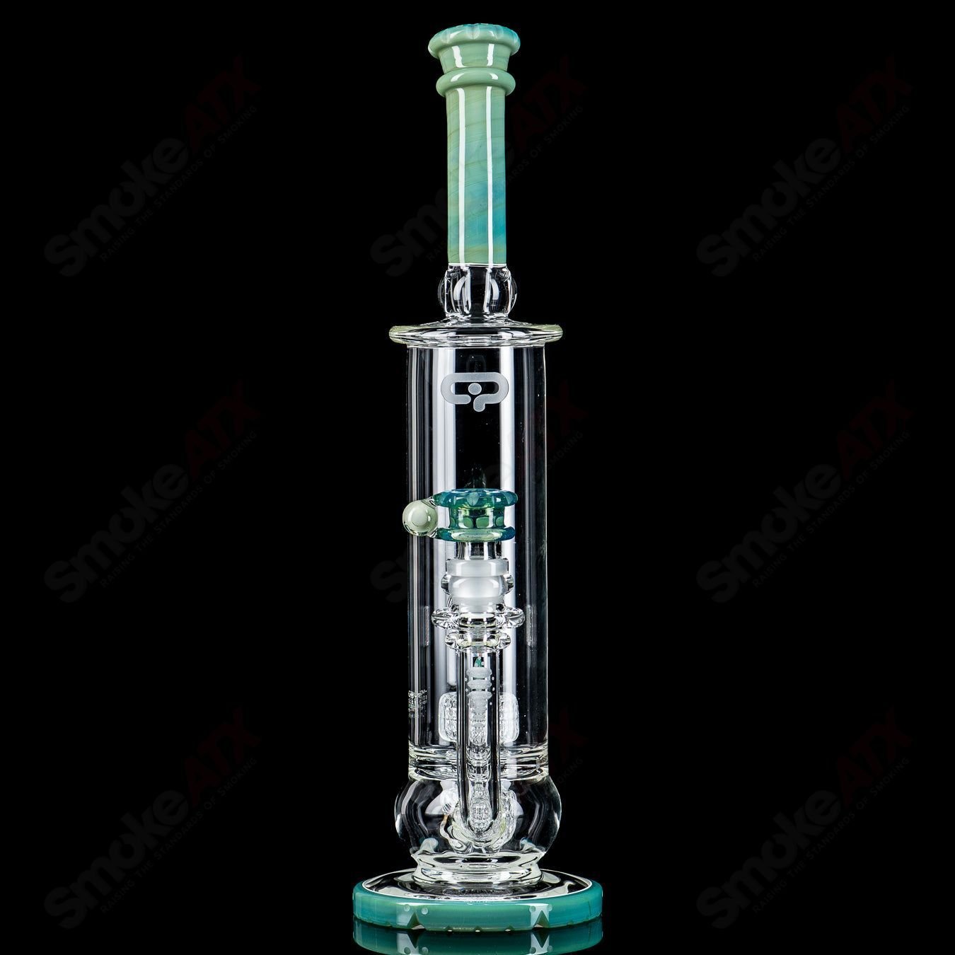 Mobius 65T V5 Hybrid Series stereo matrix glass waterpipe with intricate design and sturdy build for smooth smoking.