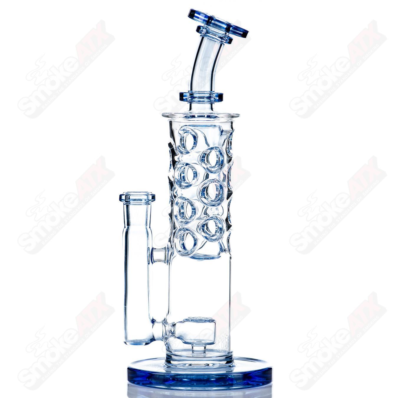 Clear straight Fab Fat Boy glass with colorful design, used as a glass accessory for beverages, by Fat Boy Glass.