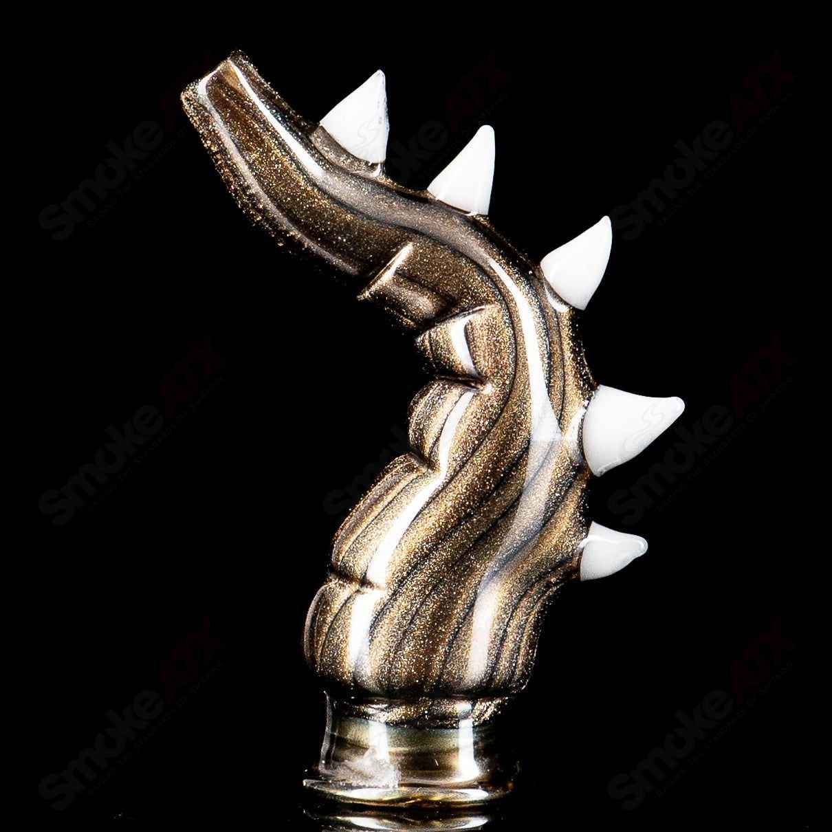 Glass Dragon Tail Pivot Mouthpiece by Tony Kazy for Puffco Tops, featuring intricate dragon tail design and premium craftsmanship.