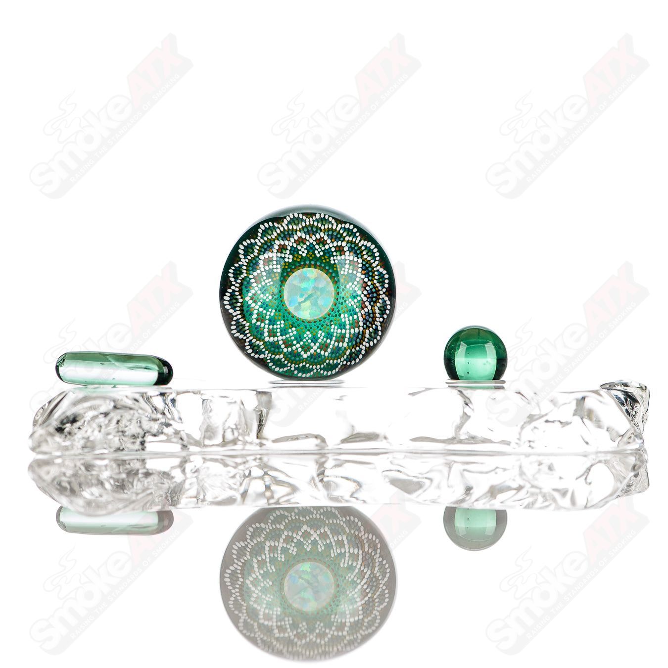 Colorful Geometric Slurper marble by JH Glassworks, featuring intricate glass designs and vibrant patterns in heady glass style.