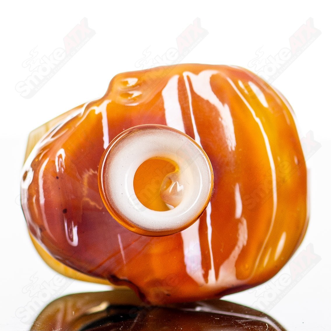 Glass Halo Pivot Mouthpiece by Tony Kazy for Puffco Tops, showcasing clear glass with sleek design and precise fit.