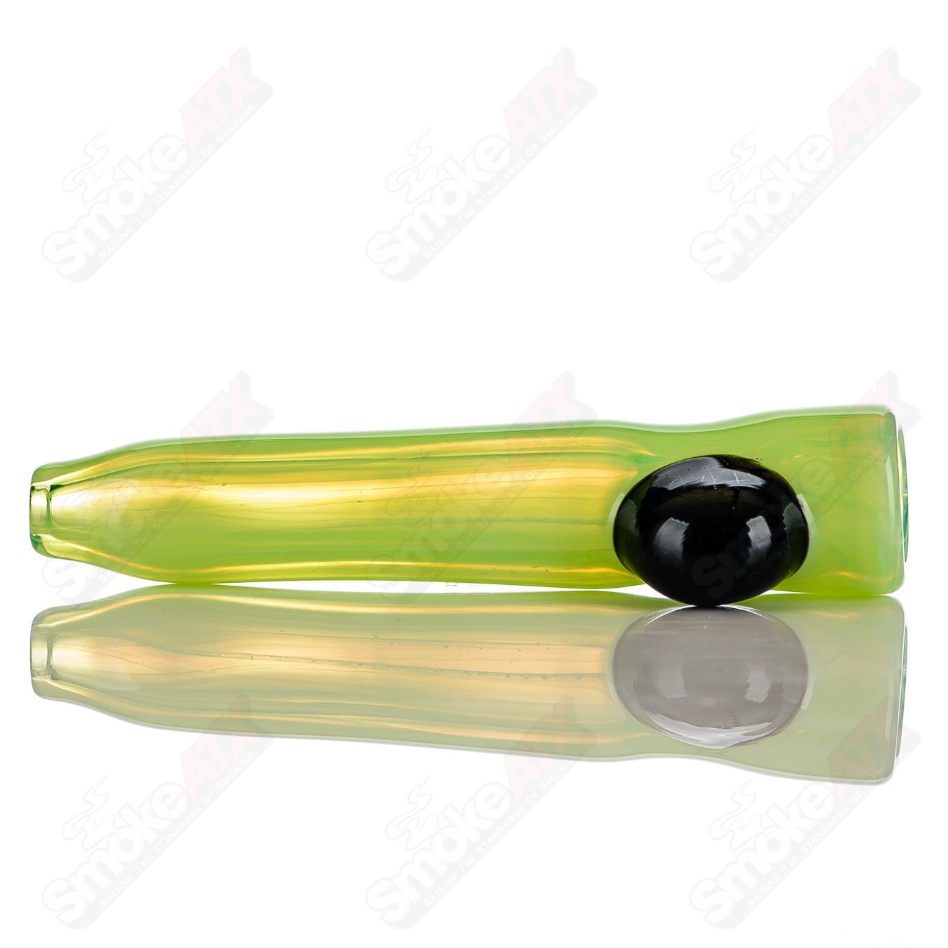 JMK Glass I/O Worked Chillum with signed design, clear glass smoking pipe, compact and handcrafted for versatile use