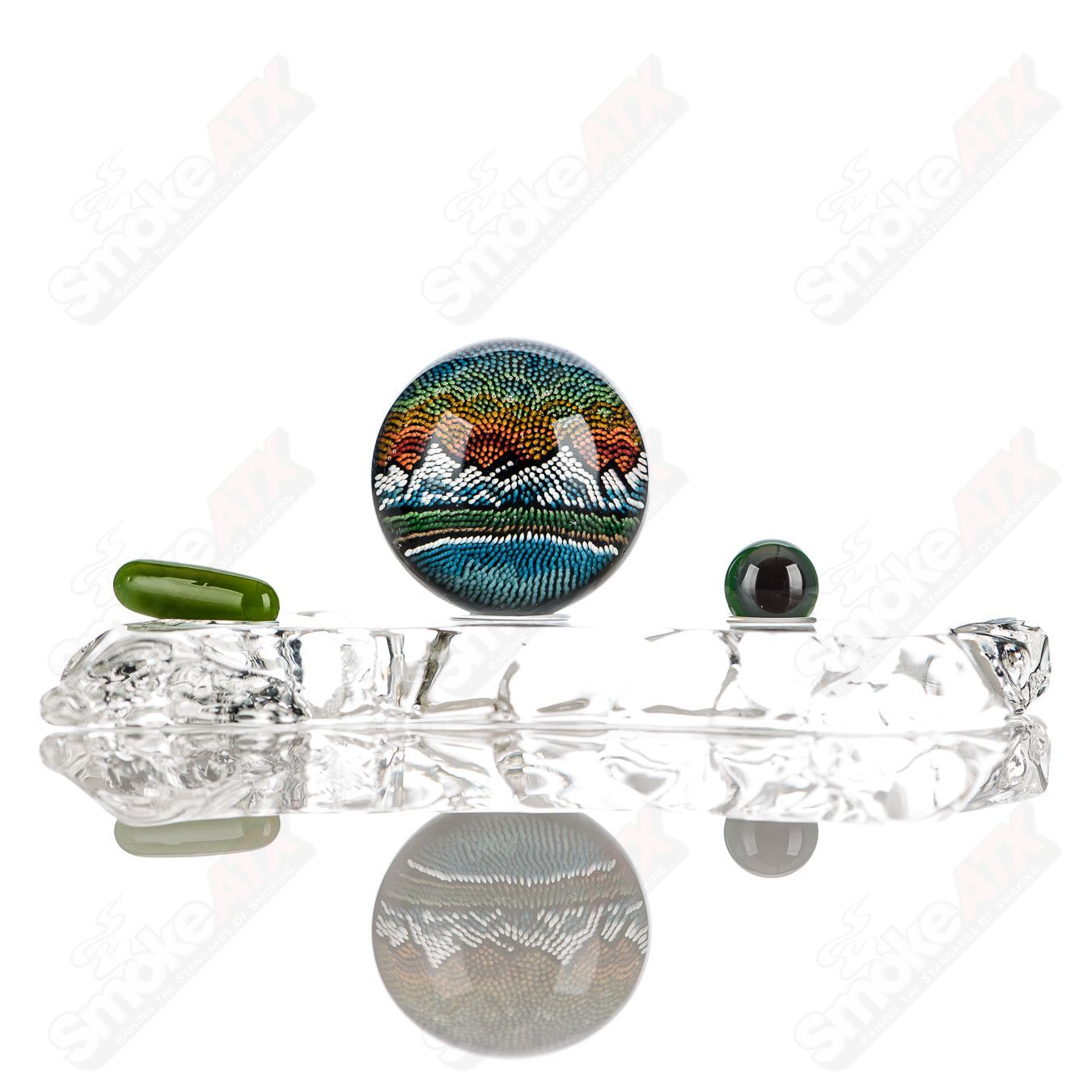 Colorful Mountain Slurper Marble from JH Glassworks Heady Glass Slurper Set, featuring vibrant glasswork and intricate design details.