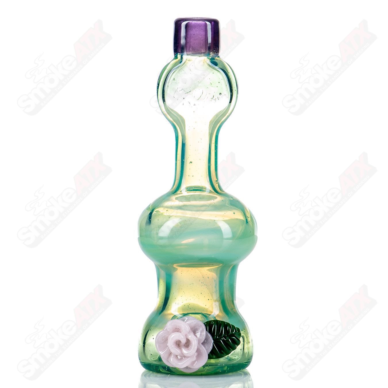 Glass Rose Chillum by Chillery Bogart, a colorful, handcrafted smoking pipe with rose design and smooth glass finish.