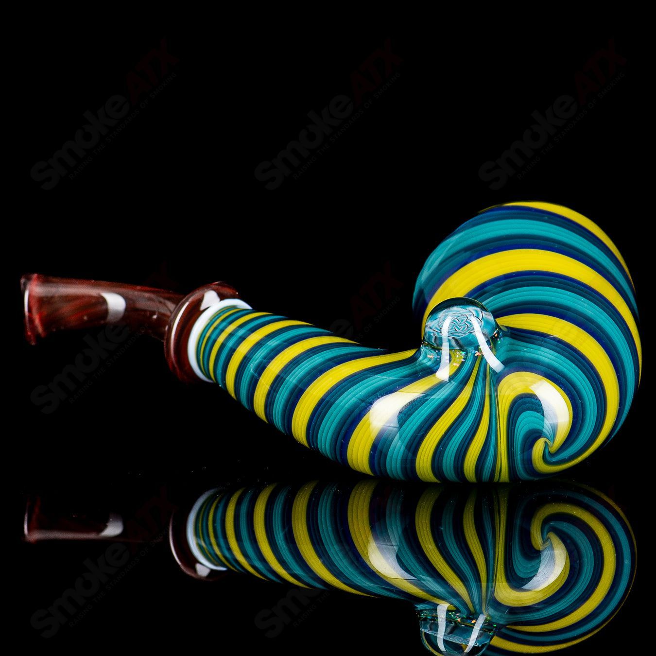 Sherlock-style glass pipe with Milli accent from JMass, featuring a clear heady glass design and intricate details.
