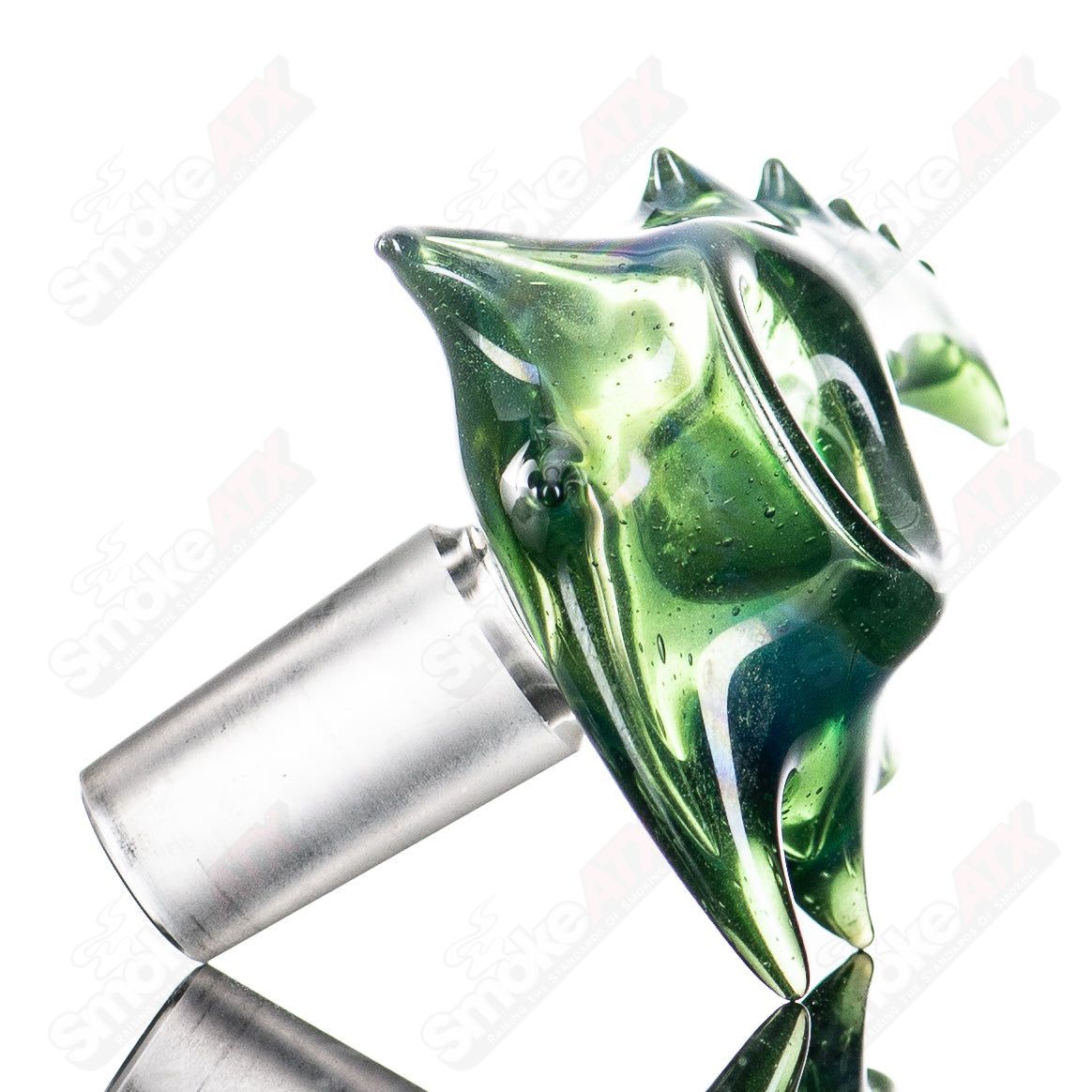 Clear glass slide bowl by Grime Glass, showcasing a smooth, rounded design suitable for glassware or art displays.