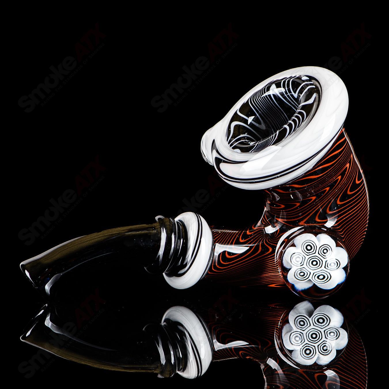 Small Wig Wag Sherlock heady glass pipe with Milli accent by JMass, featuring colorful, intricate glasswork and unique design details.