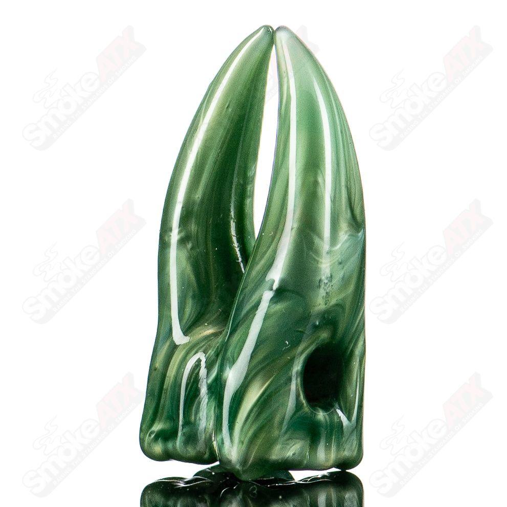 Glass teeth pendant by Grime Glass featuring a detailed, artistic design in a clear and textured grime glass finish.