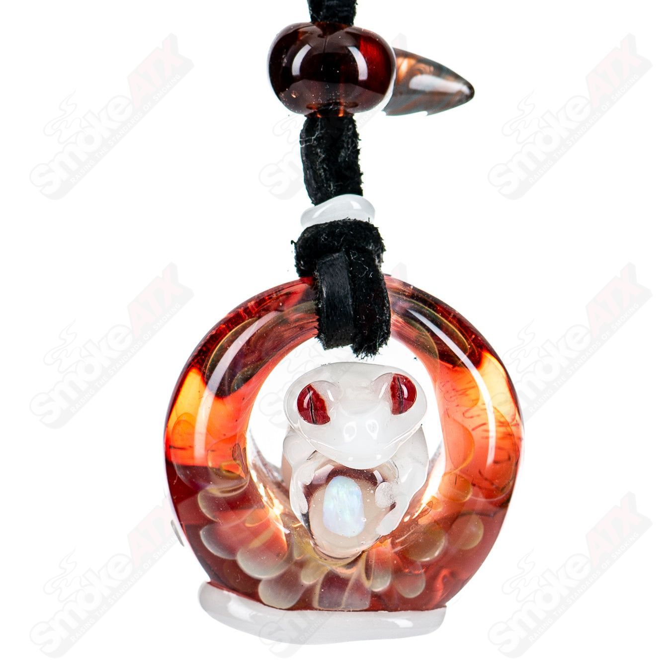 Kengtaro Glass Tier 4 Gecko Pendant, heady glass jewelry featuring intricate glasswork with a colorful gecko design.