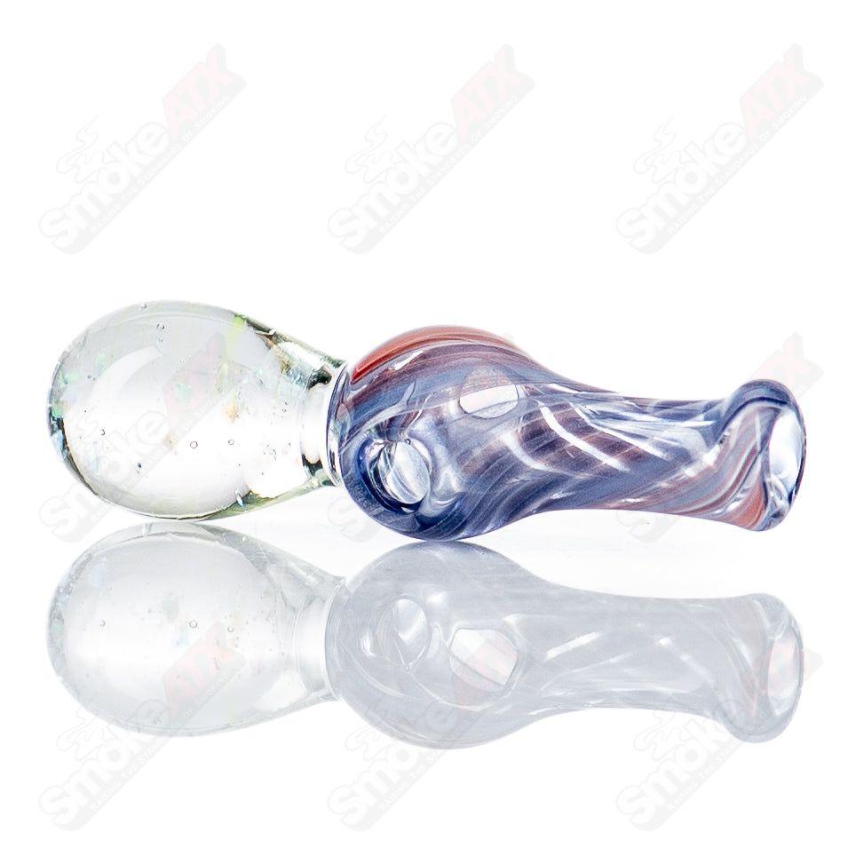 Colorful UV Puffco Joystick Indo by Geoff Made Glass, Heady Glass Puffco top with vibrant design and intricate glasswork.