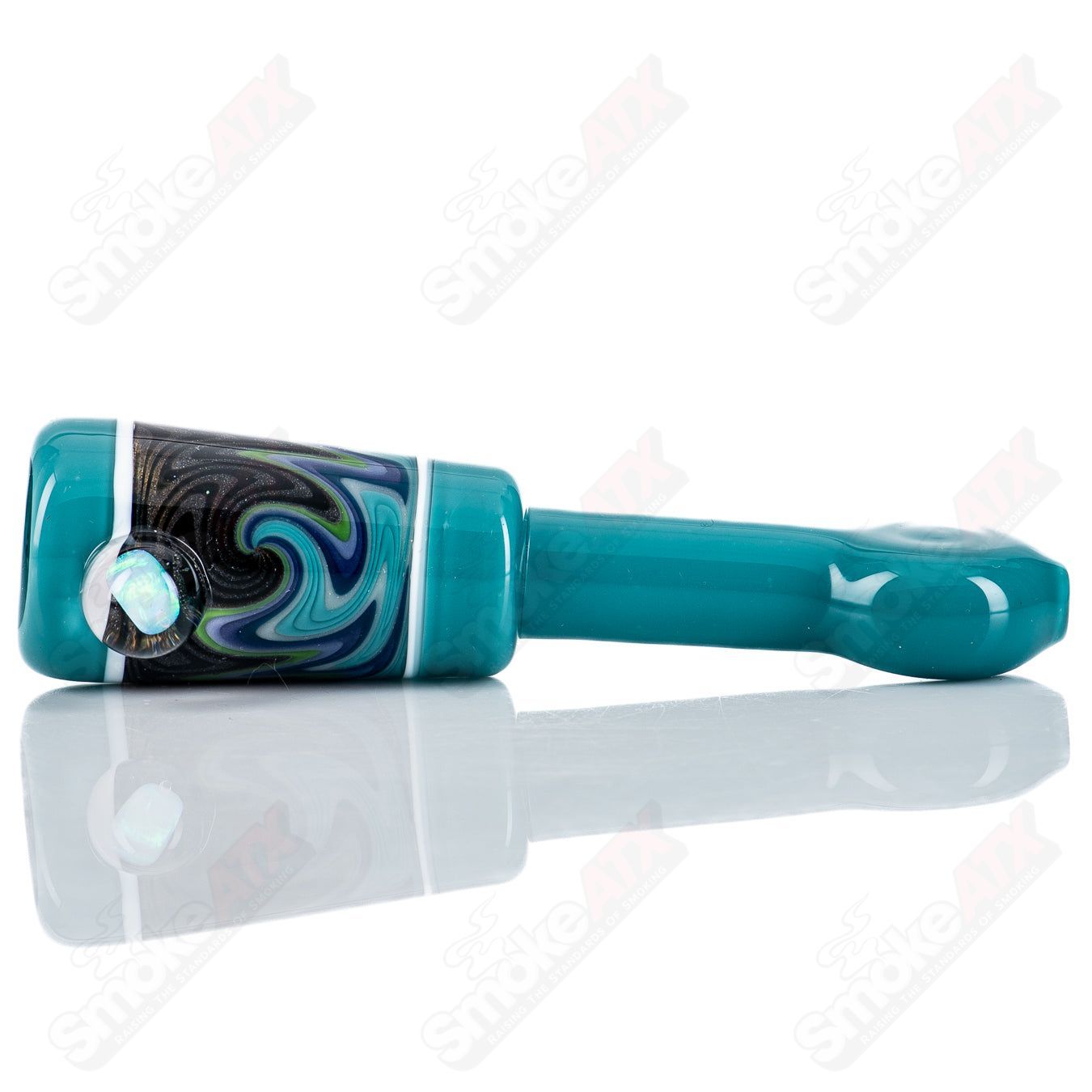 Wig wag chillum by Kirkland Glassworks featuring intricate glass patterns and vibrant colors for a unique smoking experience.