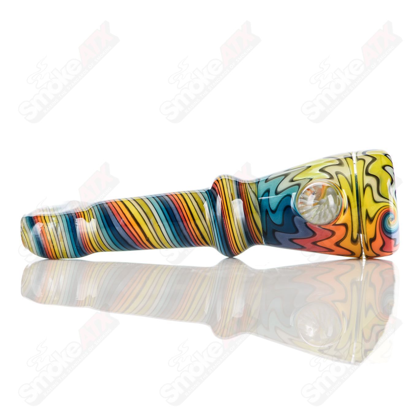 Katy Wright Glass Wig Wag Chillum, colorful heady glass chillum pipe with intricate design and vibrant glasswork.
