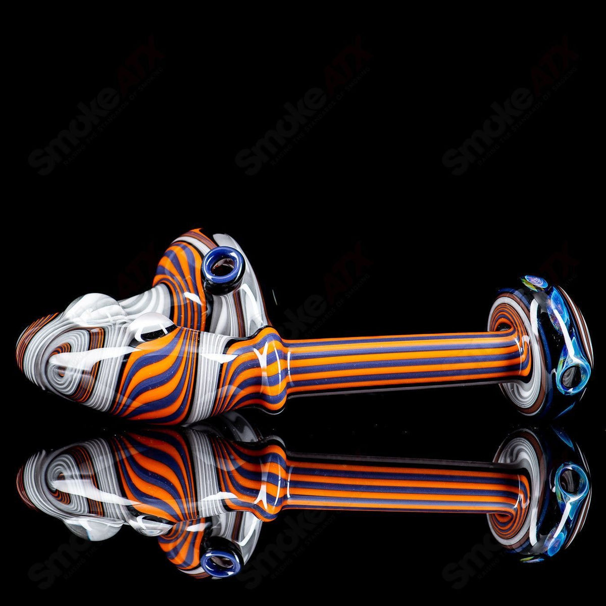Glass Wig Wag Dry Pipe by Chaz Pyle featuring colorful design and smooth bowl for dry smoking.