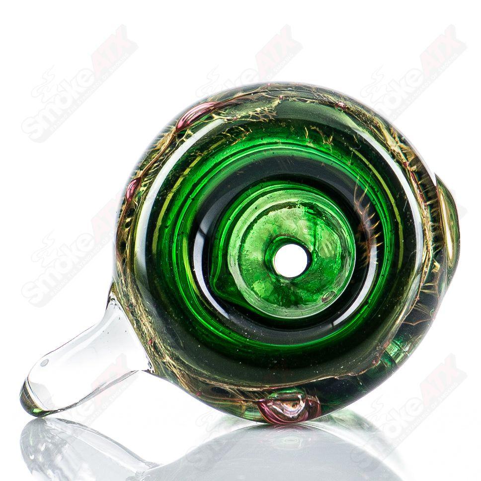 14mm slide glass bowl by Nobody, clear glass accessory for smoking devices, with a smooth, rounded design and precise fitting.