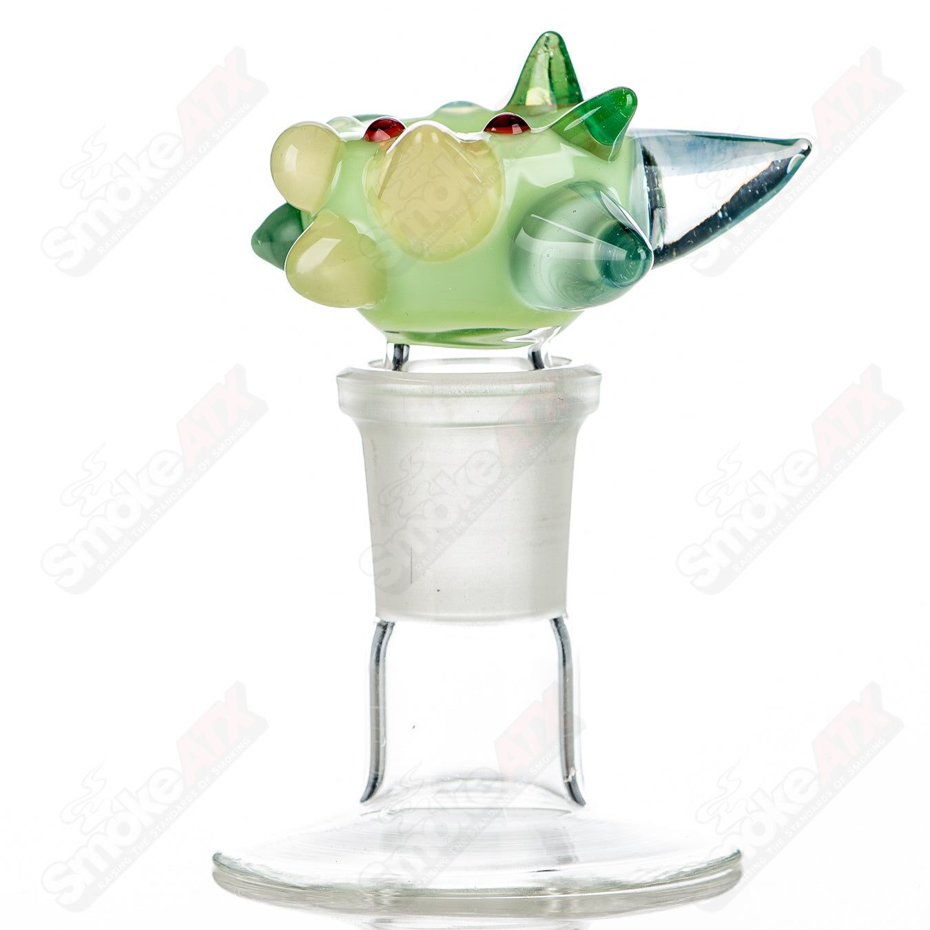 JMass 19mm full color worked horn milli bowl for heady glass pipes, featuring vibrant horn design and intricate craftsmanship.