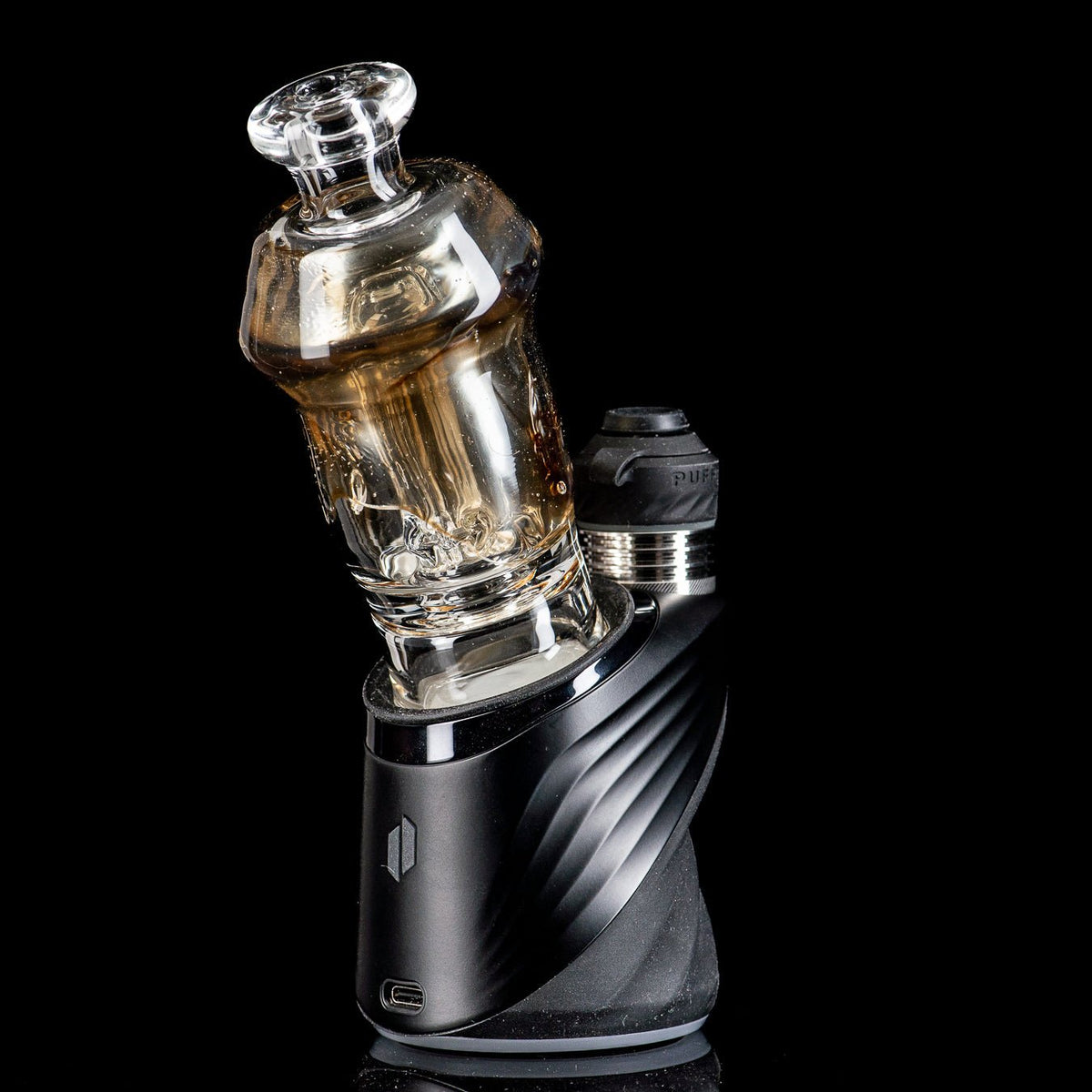 Puffco Wet Top by Nobody Glass, clear glass Puffco accessory with intricate design, for enhancing vapor collection and airflow.