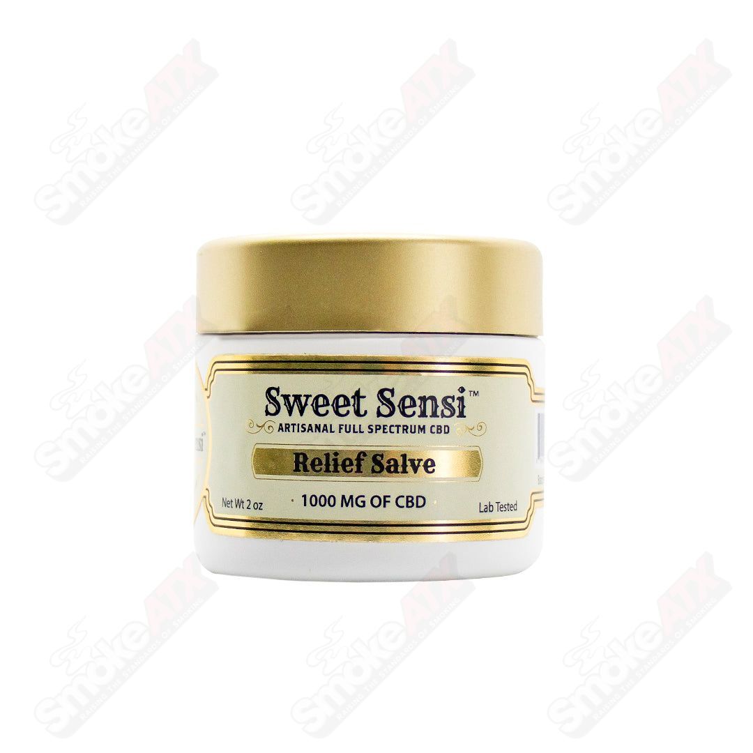 CBD Relief Salve by Sweet Sensi, 1000mg hemp-based topical with natural ingredients for soothing skin relief.