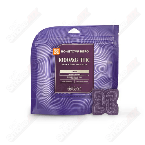 1000mg Grape Max Delta 8 Gummies Hometown Hero - Smoke ATX