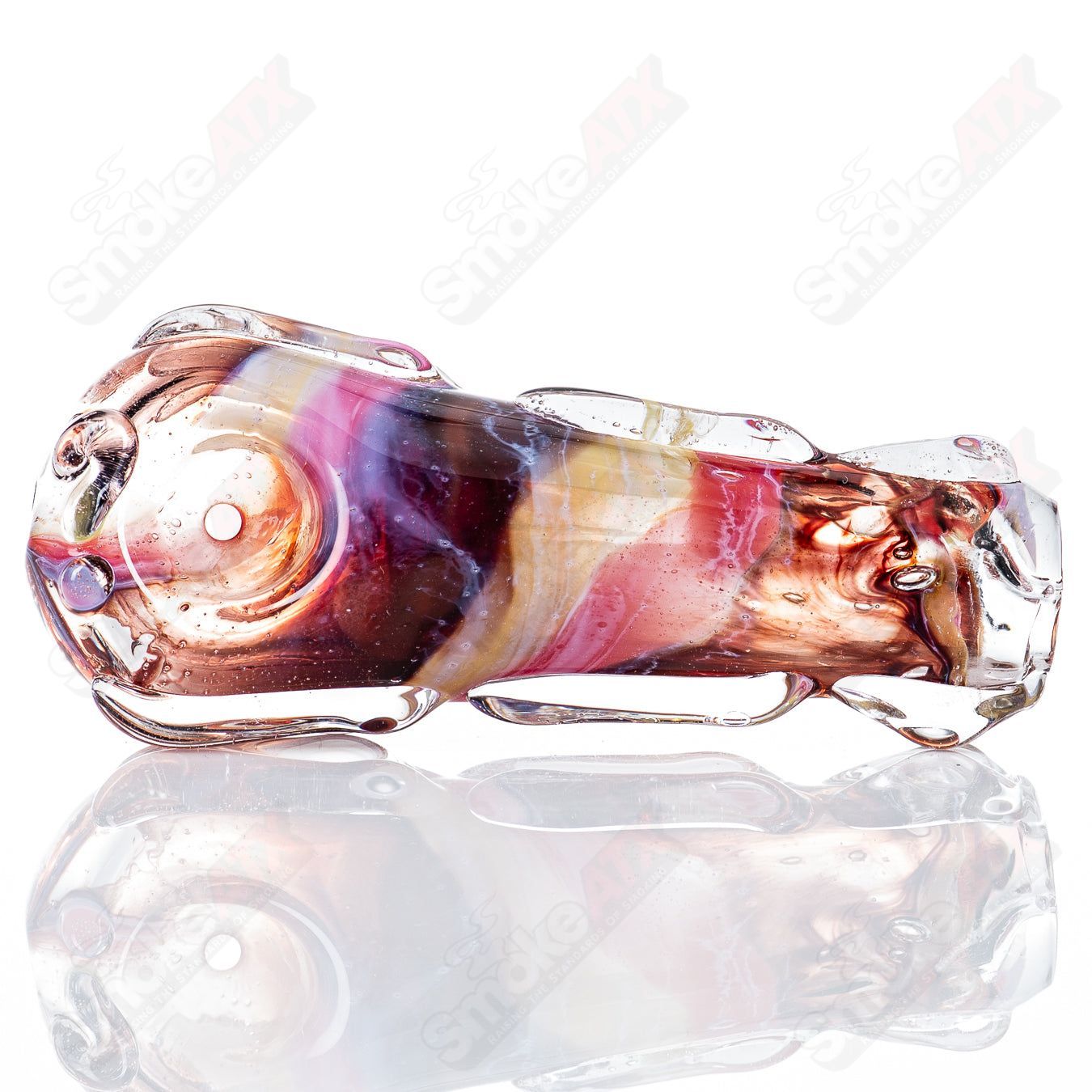 Spoon-shaped glass pipe by Nobody featuring clear glass with a rounded bowl and smooth design for smoking or vaporizing.