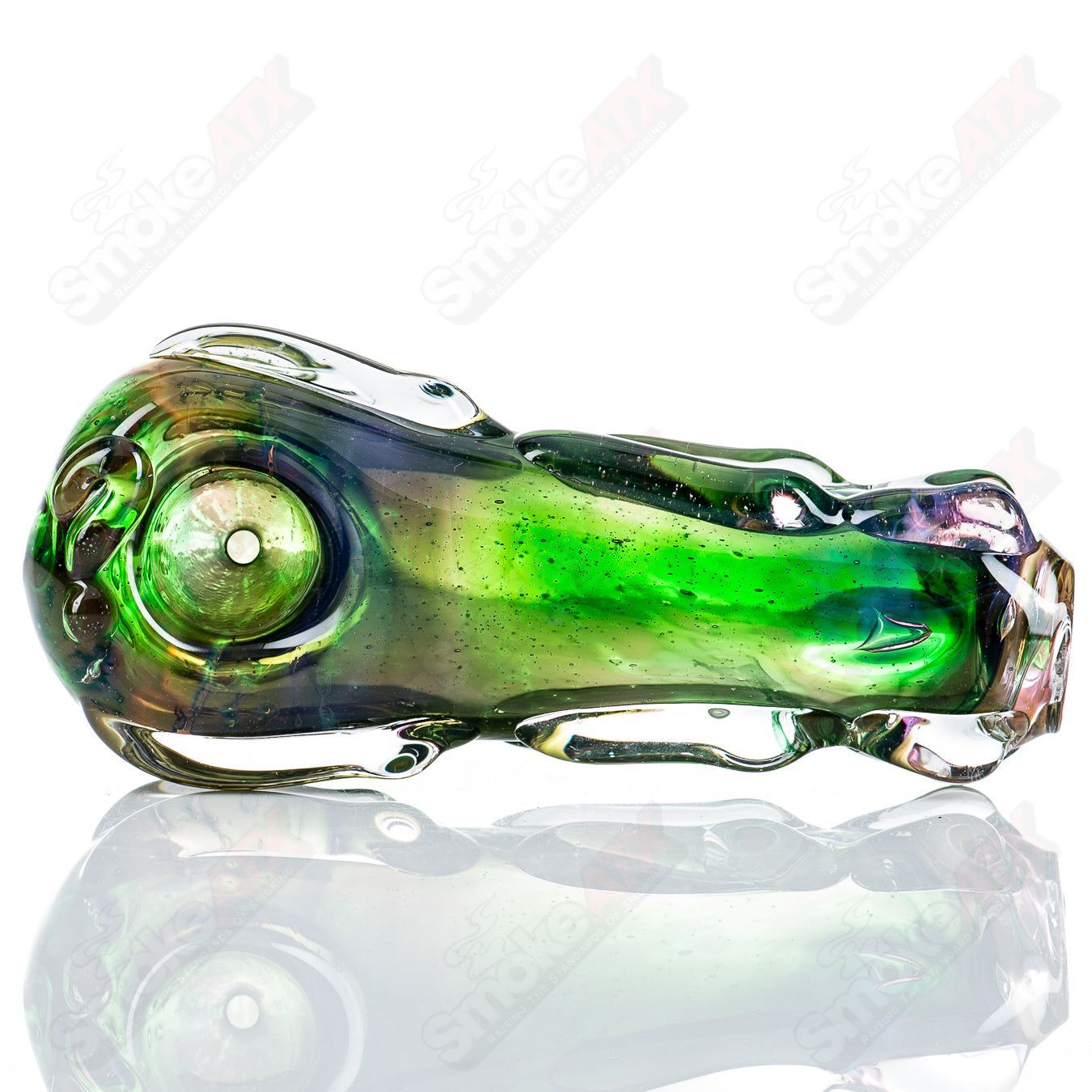 Clear glass spoon pipe by Nobody featuring a smooth, rounded bowl and a straight stem for easy handling and smoking.