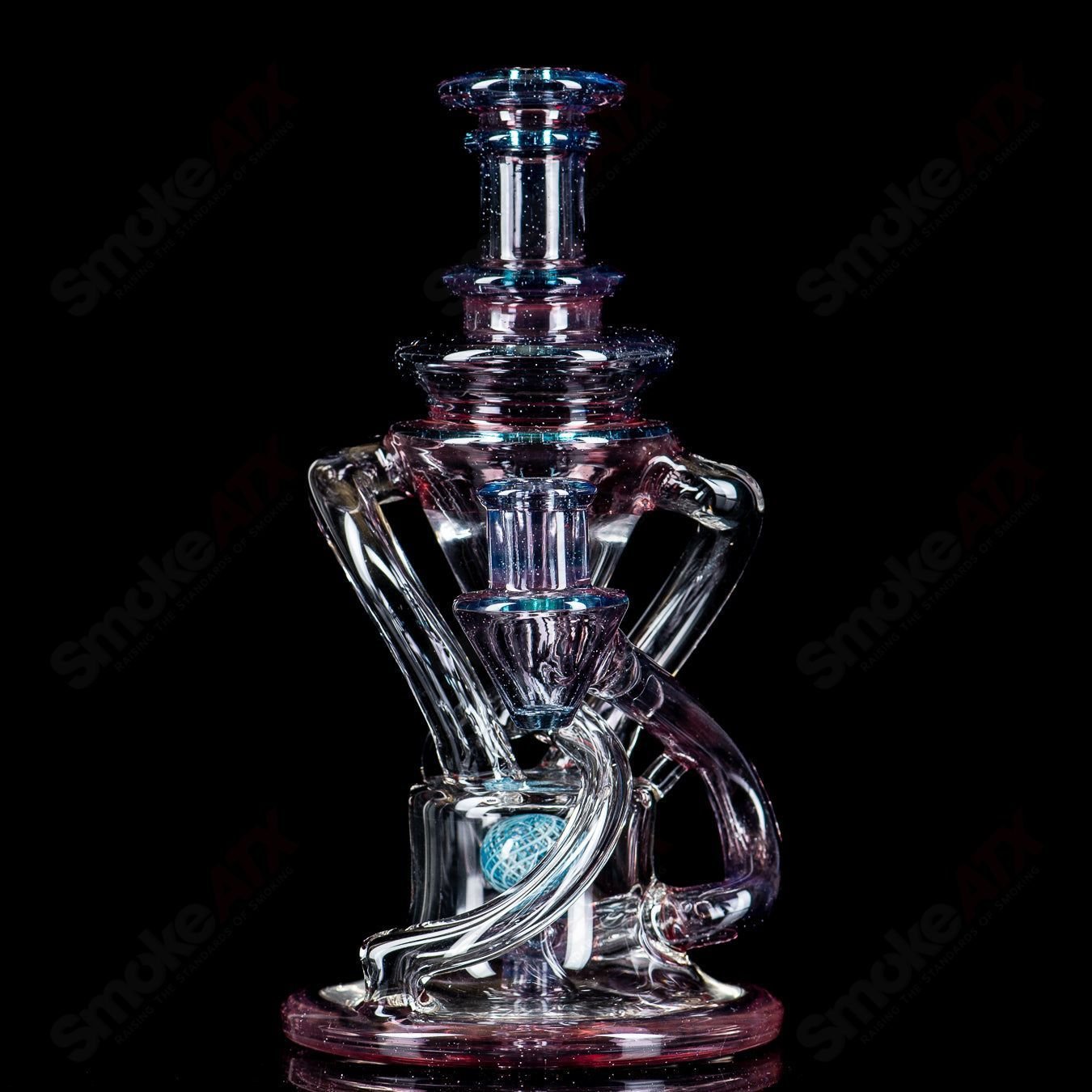 10mm V2 Double Up (Pheonix over Aquarius) Recycler Cerio Glass - Smoke ATX