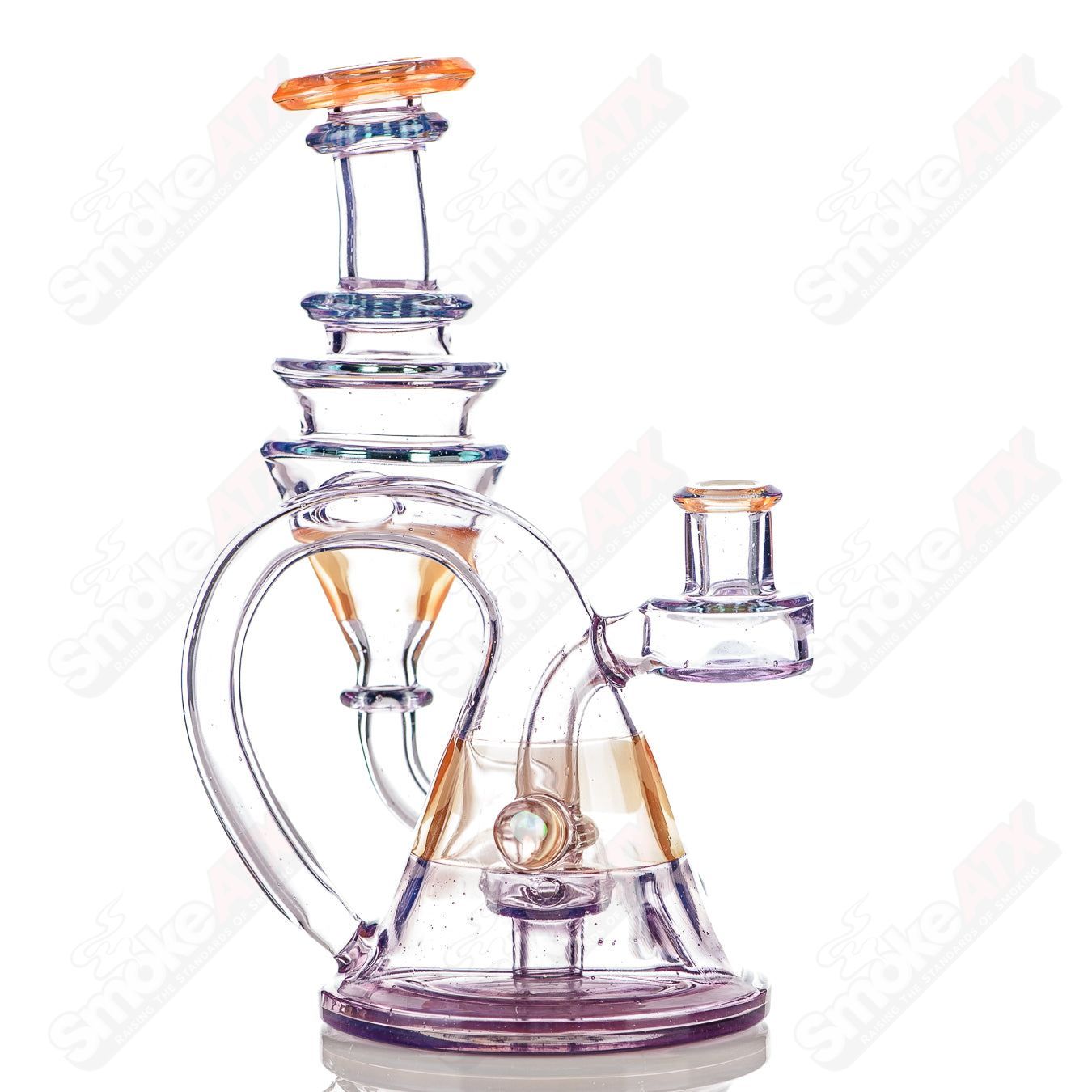 10mm V2 Quickdraw Recycler (New Age and Ghost Orange) Cerio Glass - Smoke ATX