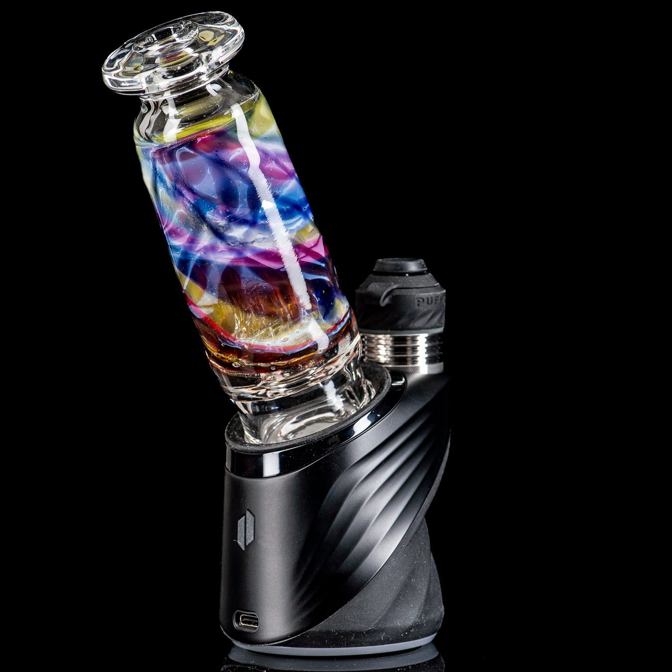 Puffco Wet Top by Nobody Glass, a clear glass Puffco top with intricate design for vaporizer compatibility.