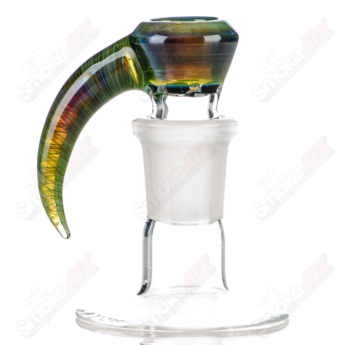 Colorful 12-18mm worked glass 4-hole slide by Texas Tubes, designed for Heady Glass bowls.