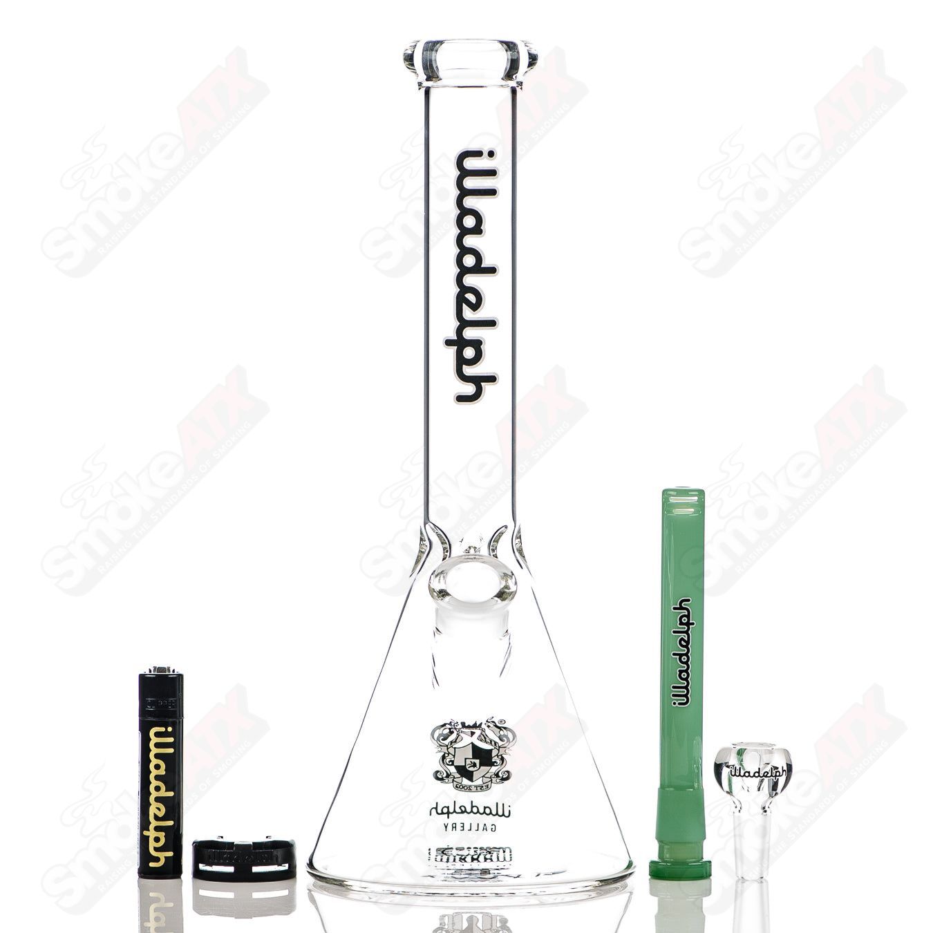 Black 12-inch 5mm mini beaker glass bong by Illadelph with clear lab-style design and sturdy base.