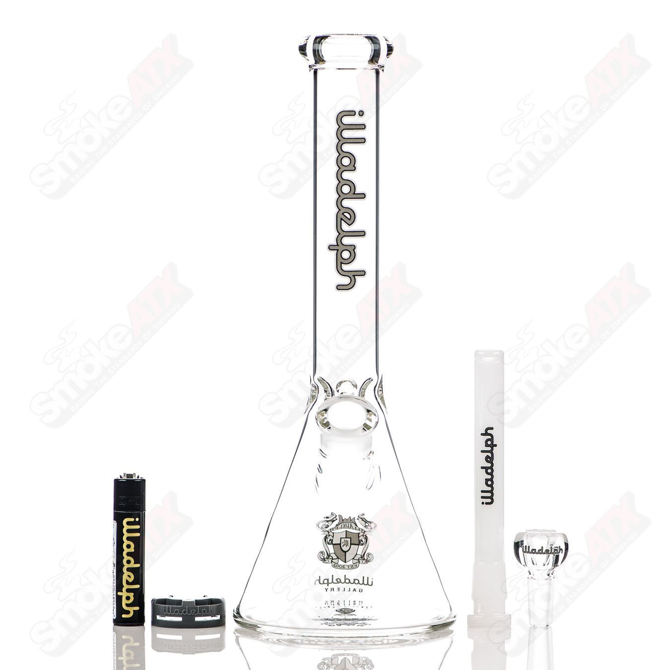 Gray 12-inch 5mm glass mini beaker by Illadelph, featuring clear glass with a sturdy beaker shape and a wide opening.
