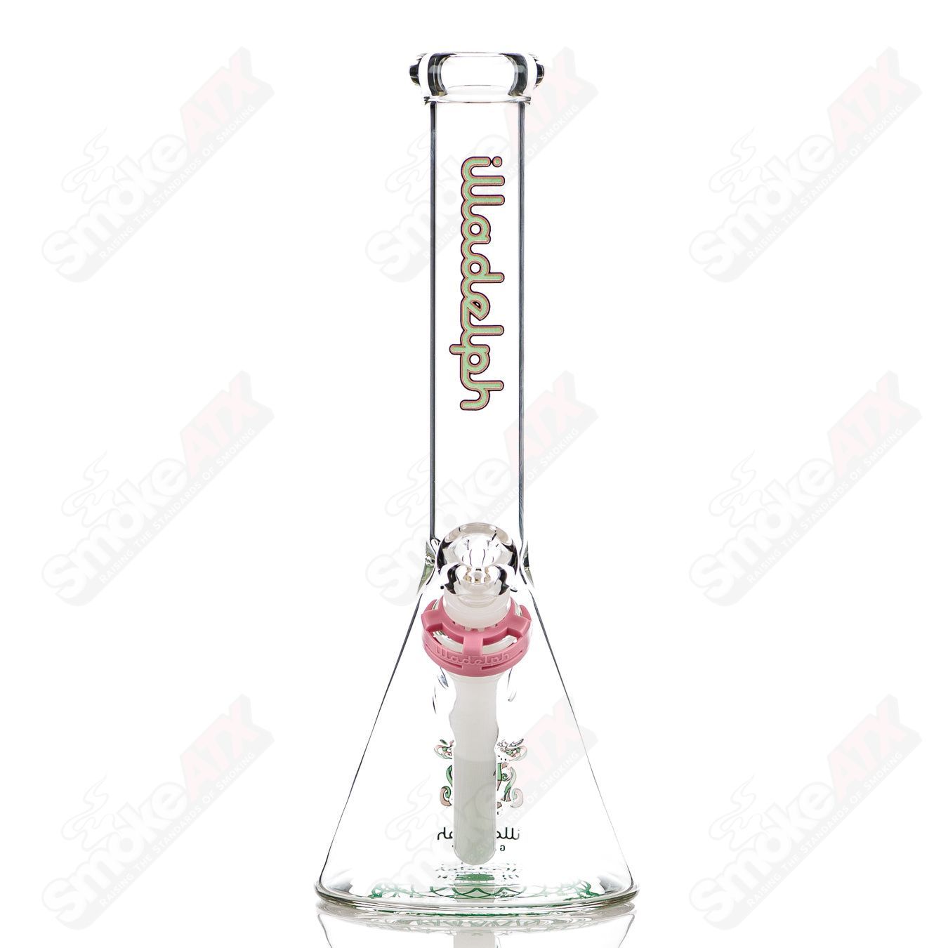 Illadelph 12-inch 5mm watermelon mini beaker glass, compact and colorful water pipe with a beaker shape and detailed design.