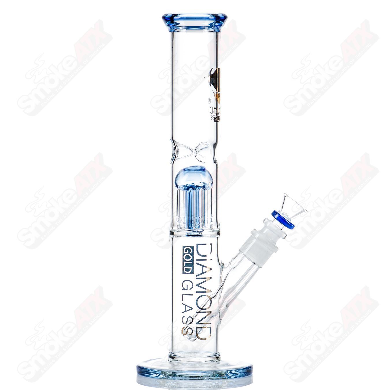 12" 6 - Arm Straight Tube (Blue Violet) Diamond Glass - Smoke ATX