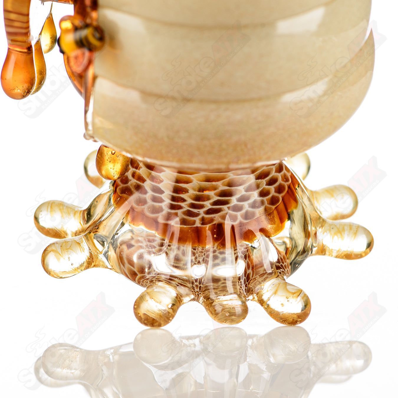 Joe P Glass 1/2 Hive Honeycomb Set, heady glass bubbler with intricate honeycomb design and multiple chambers for smooth hits.