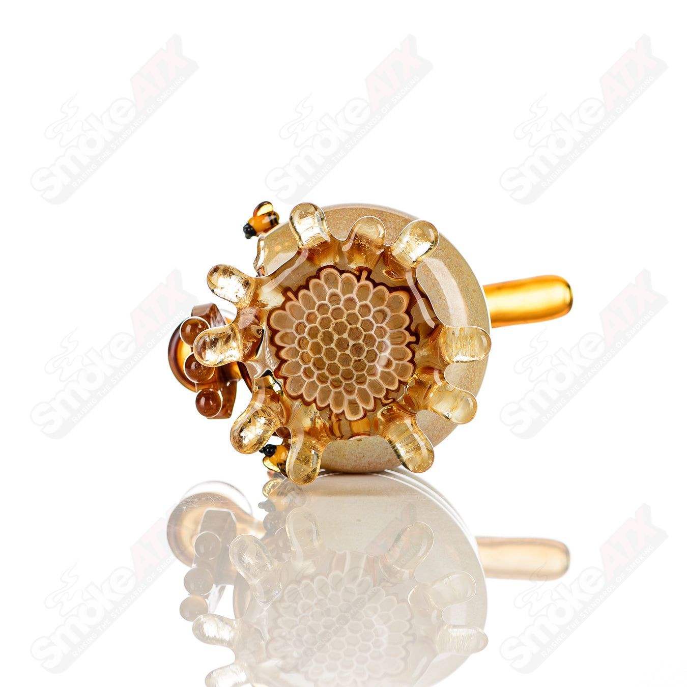 Joe P Glass 1/2 Hive Honeycomb Set heady glass bubbler with 12 honeycomb-shaped pieces, showcasing intricate glasswork and vibrant design.