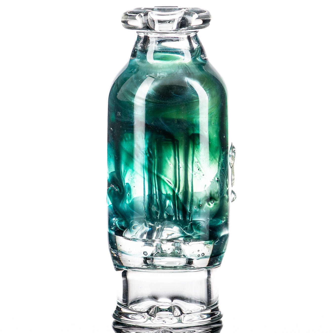 Puffco Wet Top by Nobody Glass, clear glass Puffco vape accessory with intricate design, for use with Puffco devices.