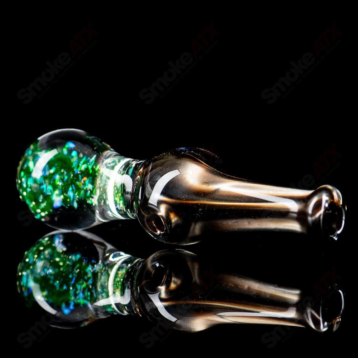 Colorful UV Puffco Joystick Indo glass Puffco top by Geoff Made Glass, featuring vibrant, intricate heady glass design.