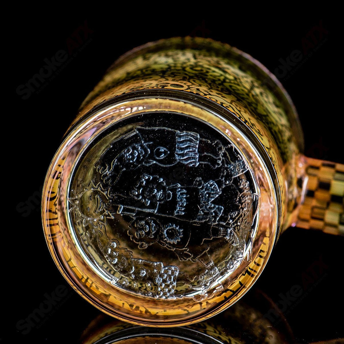 14/90 Binary Banger heady glass quartz dab banger by Trevy Metal, Quave Club Bangers, and Mothership Glass, with intricate design.