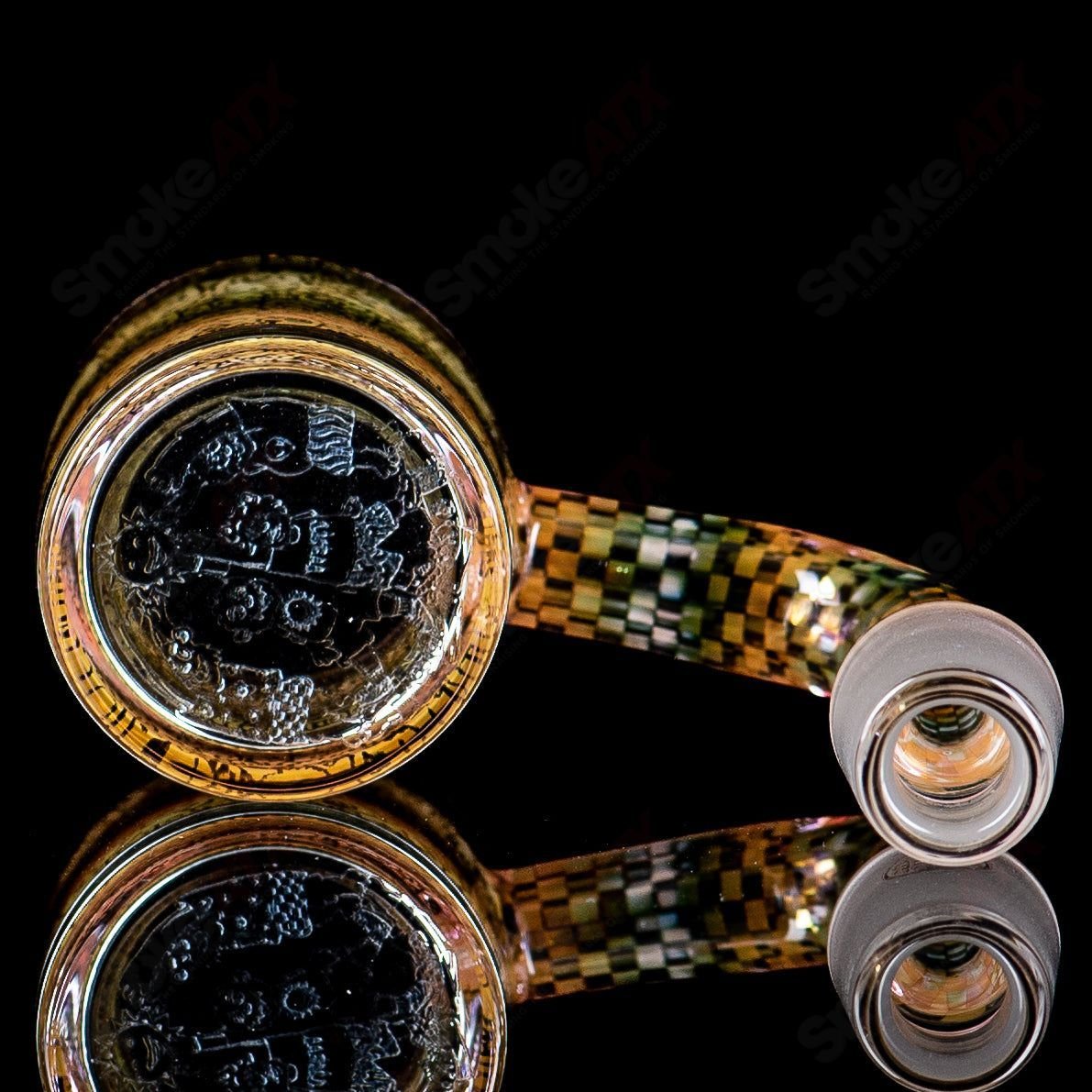 Heady glass quartz binary banger from Trevy Metal x Quave x Mothership Glass collaboration, with intricate design and clear glass construction.