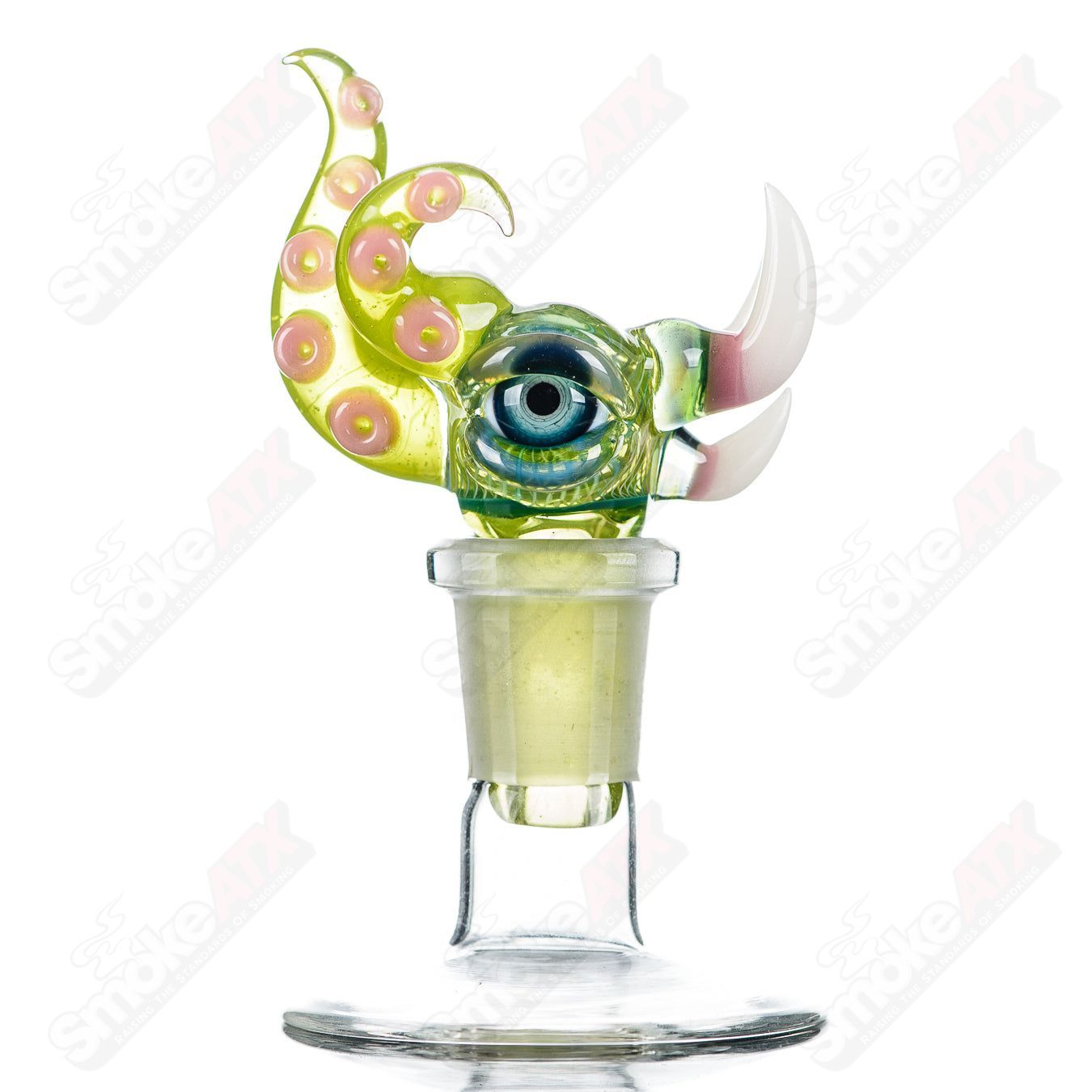 Salt Glass 14mm 3-Hole Slide Dosa bowl for glass pipes, featuring a clear salt glass design with three holes for improved airflow.