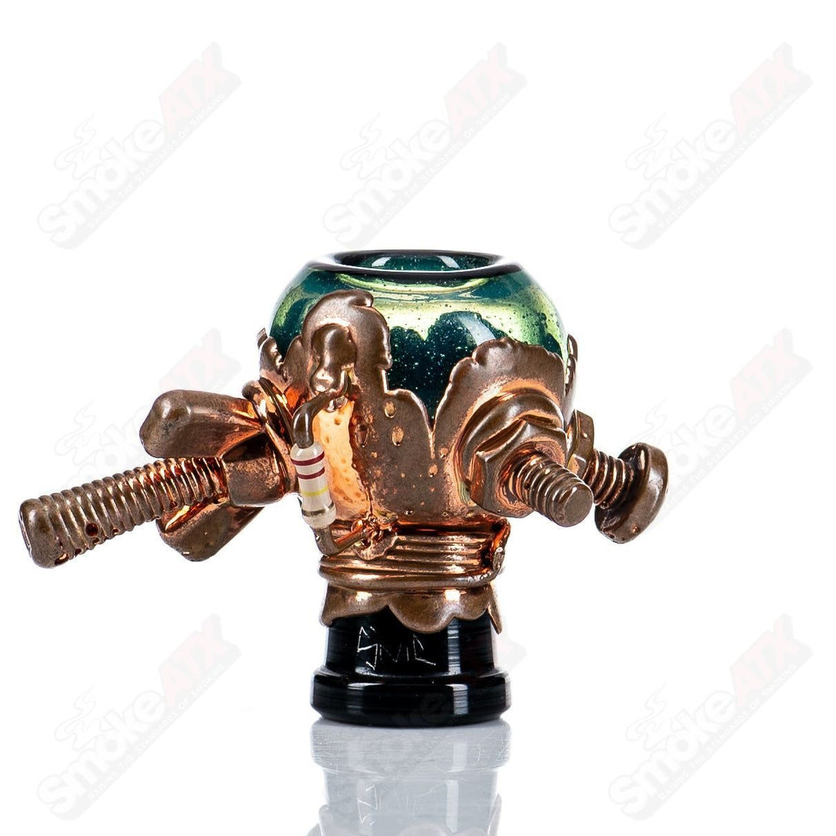 Blue Stardust Electroformed Dome by Snic Glass, 14mm heady glass accessory with intricate electroformed design.